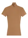 Max Mara Ribbed Turtleneck Top In Brown