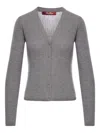 Max Mara Ribbed Silk Cardigan In Gray