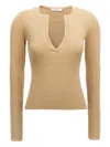 Max Mara Ribbed V-neck Sweater In Nude