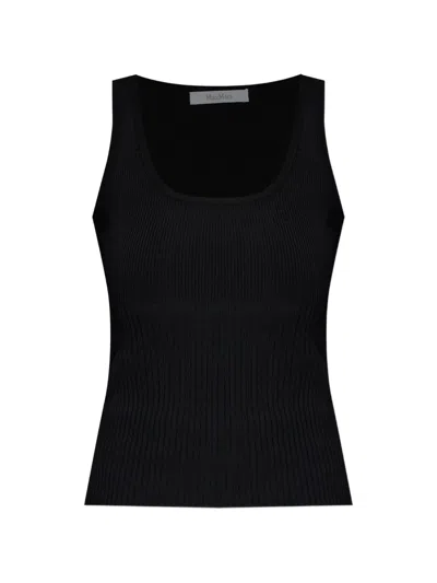 Max Mara Ribbed Vest Top In Black
