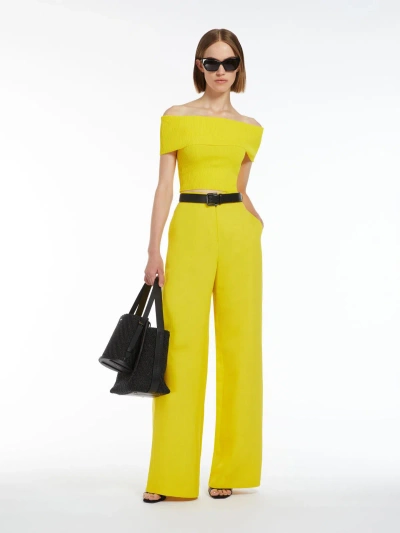 Max Mara Ribbed Viscose Crop Top In Yellow