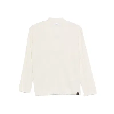 Max Mara Ribbed V-neck Sweater In Neutral