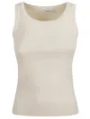 Max Mara Ribbed White Sleeveless Top In White
