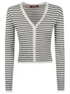 Max Mara Ribbed White Sweater With V-neckline