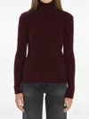 Max Mara Ribbed Wool And Cachemire Turtleneck Sweater In Burgundy