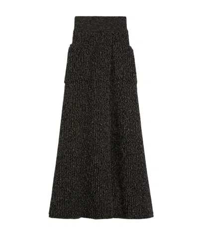Max Mara Ribbed Wool And Cashmere Flared Skirt In Brown
