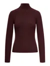 Max Mara Wool And Cashmere High Neck Knit Top In Red
