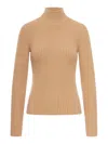 Max Mara Ribbed Wool And Cashmere Turtleneck In Nude