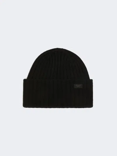 Max Mara Ribbed Wool Beanie In Black