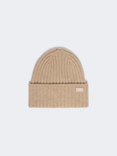 Max Mara Ribbed Wool Beanie In Caramel