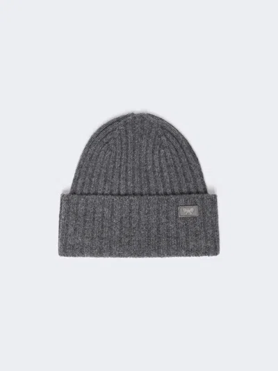 Max Mara Ribbed Wool Beanie In Dark Grey