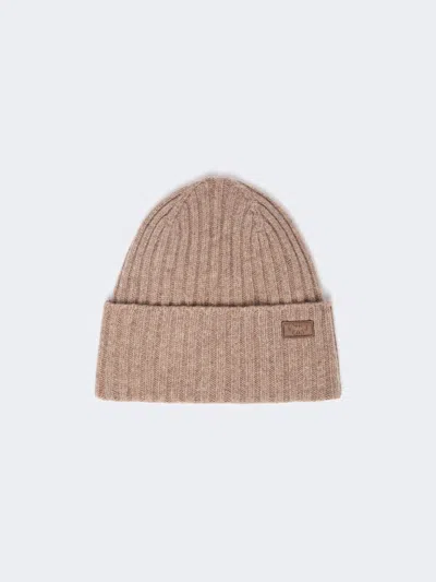 Max Mara Ribbed Wool Beanie In Turtledove