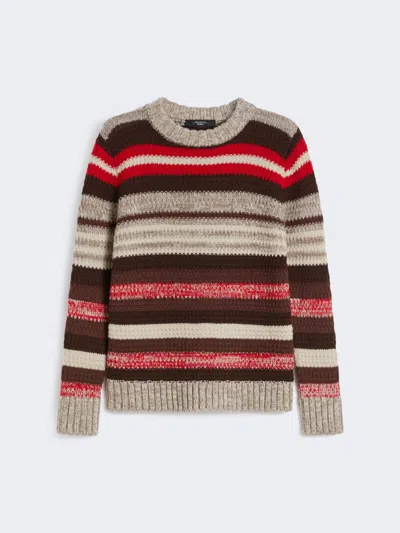 Max Mara Ribbed Wool Knit Jumper In Multi