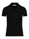 Max Mara Navy Blue Virgin Wool Albero Knit Ribbed Polo In Black