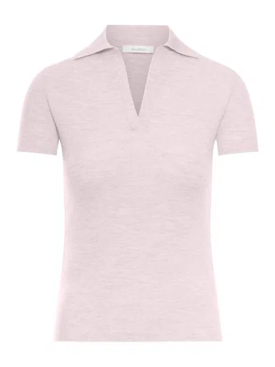 Max Mara Ribbed Wool Polo In Pink
