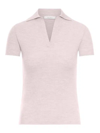 Max Mara Ribbed Wool Polo In Pink