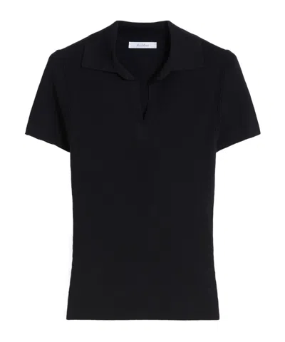 Max Mara Ribbed Wool Polo Shirt In Black