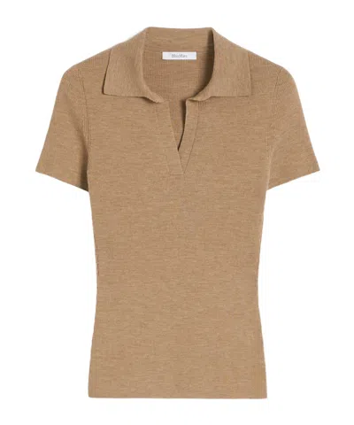 Max Mara Virgin Wool Collared Top In Neutral