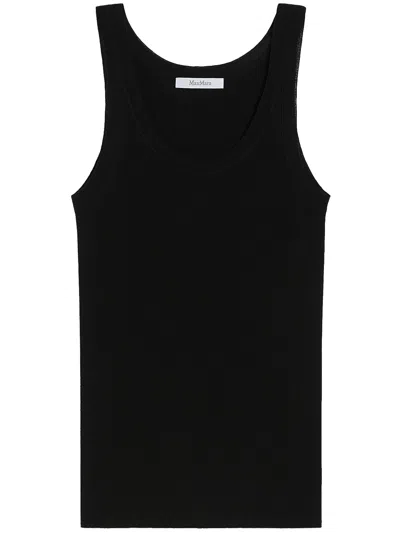 Max Mara Ribbed Wool Top In Black