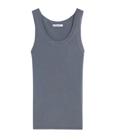 Max Mara Ribbed Wool Top In Gray