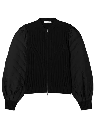 Max Mara Ribbed Wool Torre Cardigan Black