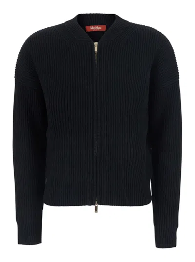 Max Mara Ribbed Wool-cashmere Sweater In Black