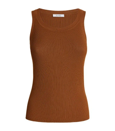 Max Mara Ribbed Zemira Tank Top In Brown