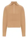 Max Mara Ribbed Zip-neck Sweater In Neutral