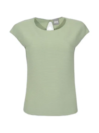 Max Mara Ribbed-knit Cap-sleeve Top In Green