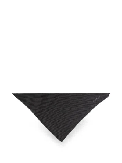 Max Mara Ribbed-knit Embroidered Scarf In Black