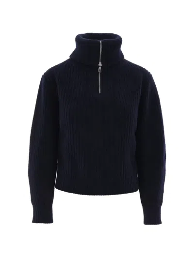 Max Mara Ribbed-knit Half-zip Sweater In Multi