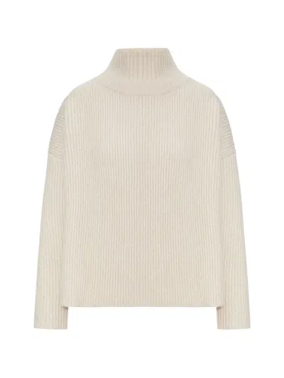 Max Mara Ribbed-knit High-neck Sweater In Neutral