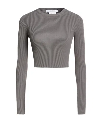 Max Mara Ribbed-knit Jumper In Gray