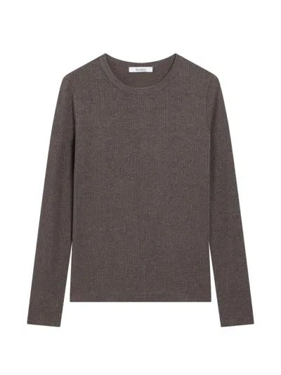 Max Mara Long-sleeve T-shirt In Dark Khaki Jersey In Brown