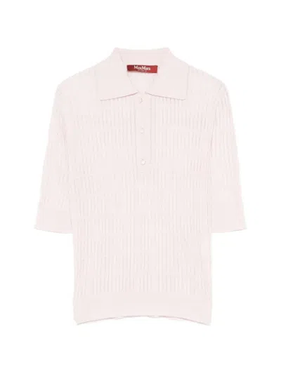 Max Mara Ribbed-knit Polo Shirt In Pink