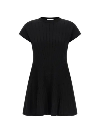 Max Mara Ribbed-knit Short-sleeve Mini Dress In Black