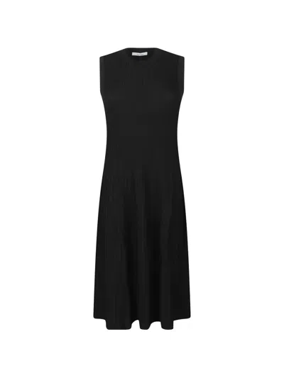 Max Mara Ribbed-knit Sleeveless Midi Dress In Black