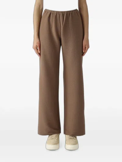 Max Mara Ribbed-knit Straight-leg Trousers In Brown