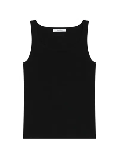 Max Mara Fitted Sleeveless Top With Classic Scoop Neckline In Black