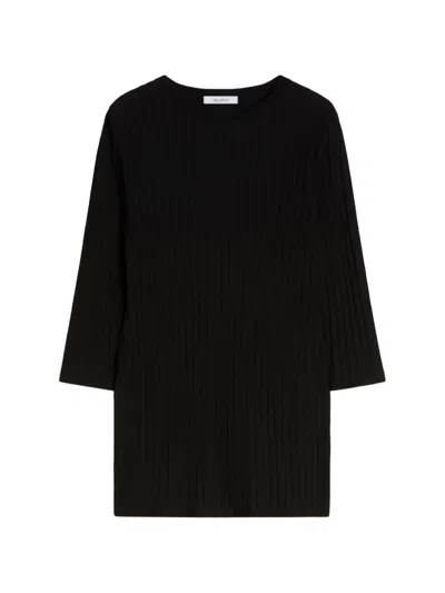 Max Mara Ribbed-knit T-shirt In Black