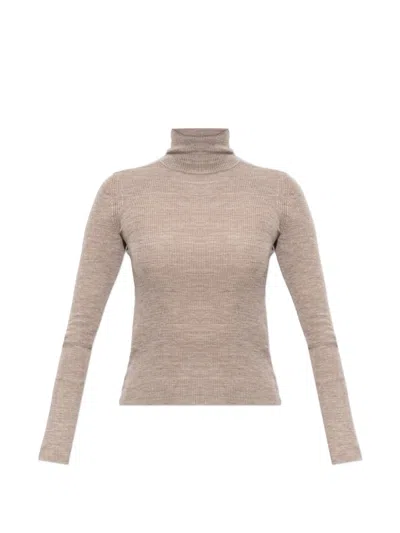 Max Mara Ribbed-knit Turtleneck Sweater In Pink