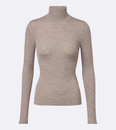 Max Mara Ribbed-knit Virgin Wool Sweater In Beige