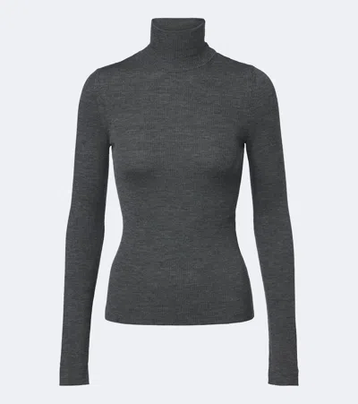 Max Mara Ribbed-knit Virgin Wool Sweater In Grey