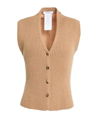 Max Mara Ribbed-knit Waistcoats In Brown