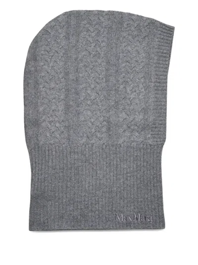 Max Mara Ribber-knit Balaclava In Gray