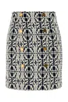 Max Mara Black And White Jacquard Riber Miniskirt In Bianco Blu