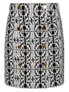 Max Mara Black And White Jacquard Riber Miniskirt In Bianco