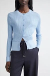 Max Mara Ribera Sequin Rib Fitted Silk & Wool Cardigan
