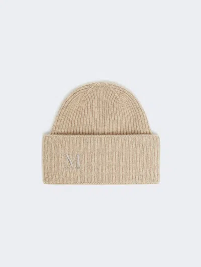 Max Mara Rib-knit Cashmere Beanie Hat In Beige