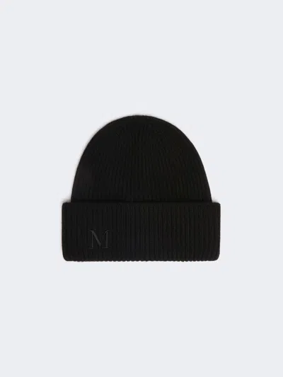 Max Mara Rib-knit Cashmere Beanie Hat In Black